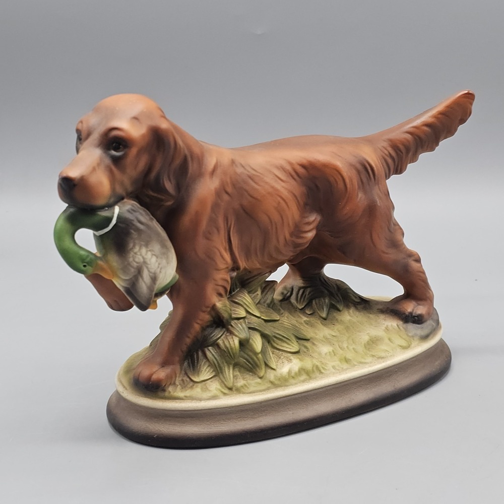 Vintage Irish Setter Dog Retrieving Mallard Duck Japan Ceramic Mancave Hunting